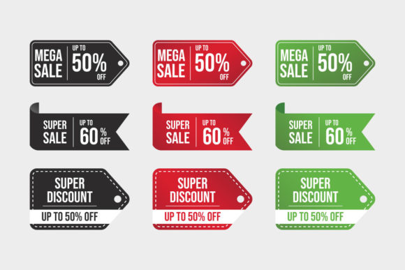 Colorful Mega Sale Badge Vector Set