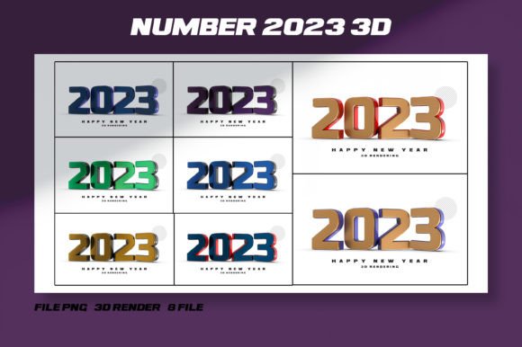 Number 2023 New Year 3D Render Assets