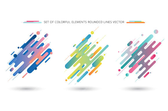 Set of Colorful Rounded Lines Shapes: Elevating Design with Dynamic Vector Art